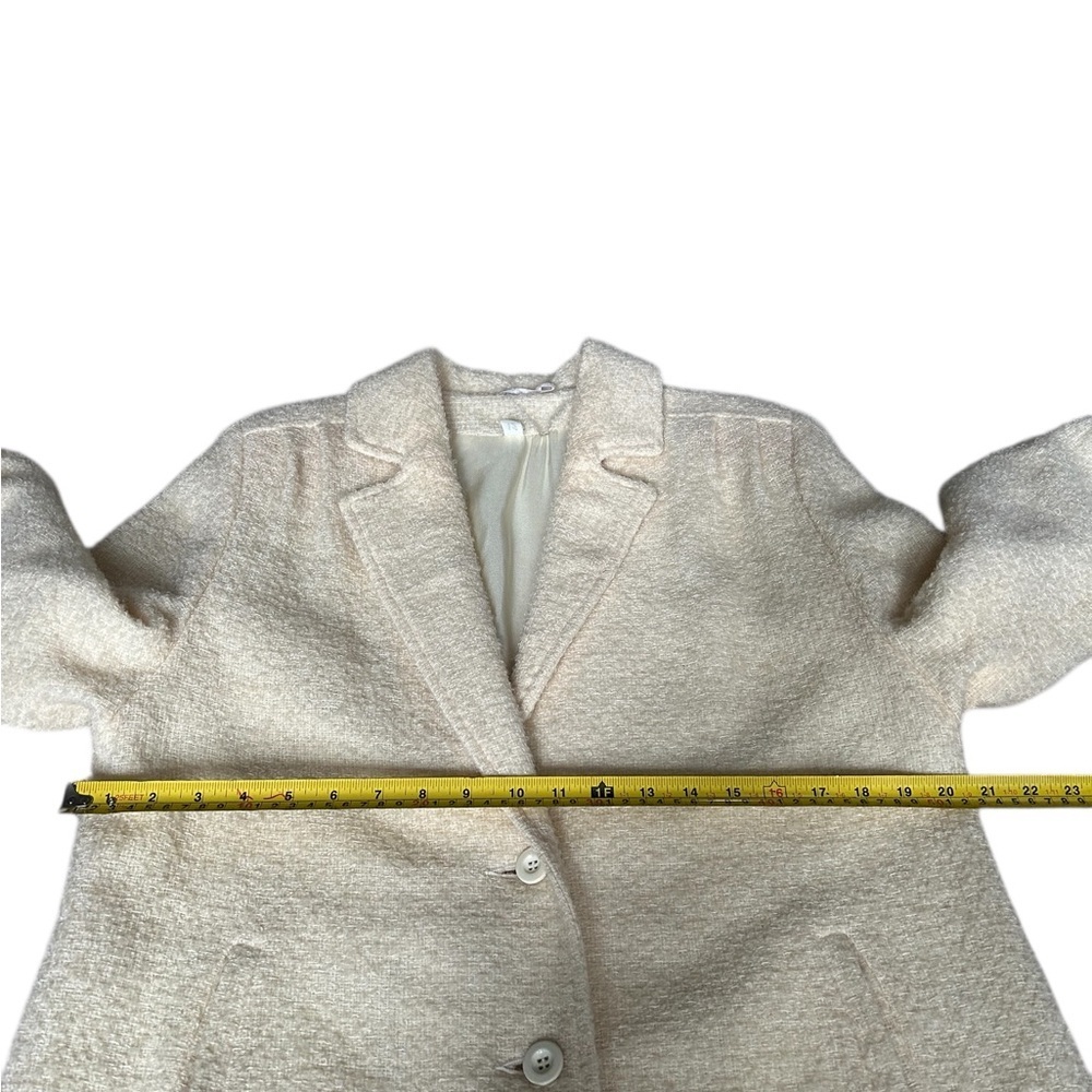 Wool blend Vintage Women's Cream Bouclé Long Trench Coat - S - M - Picture 9 of 11